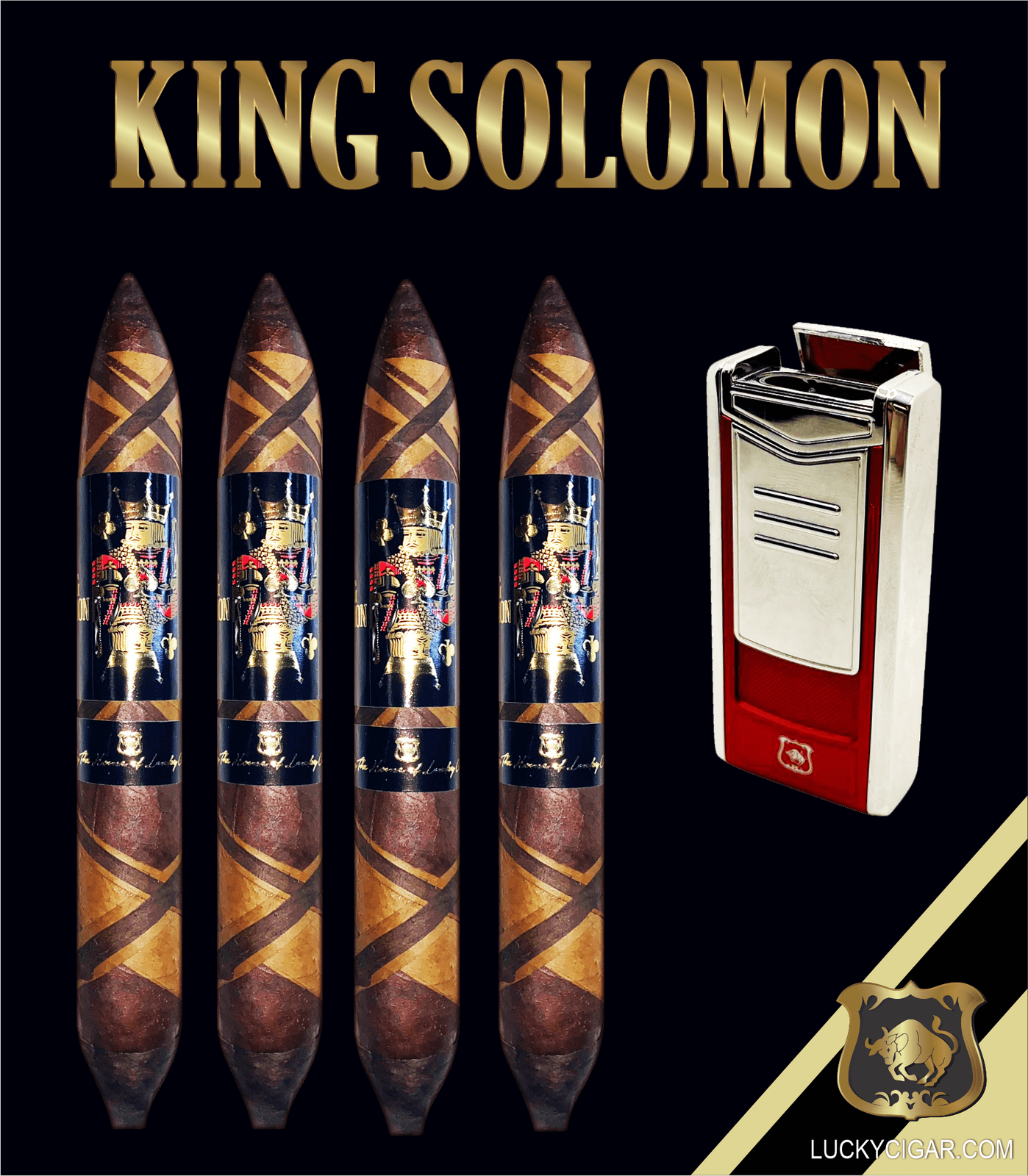 From The King Solomon Series: 4 Solomon 7x60 Cigars with Torch Lighter