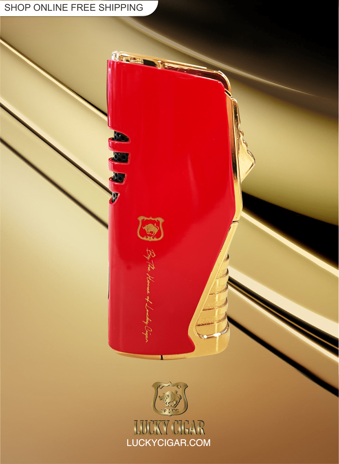 Cigar Lifestyle Accessories: Torch Lighter in Red/Gold