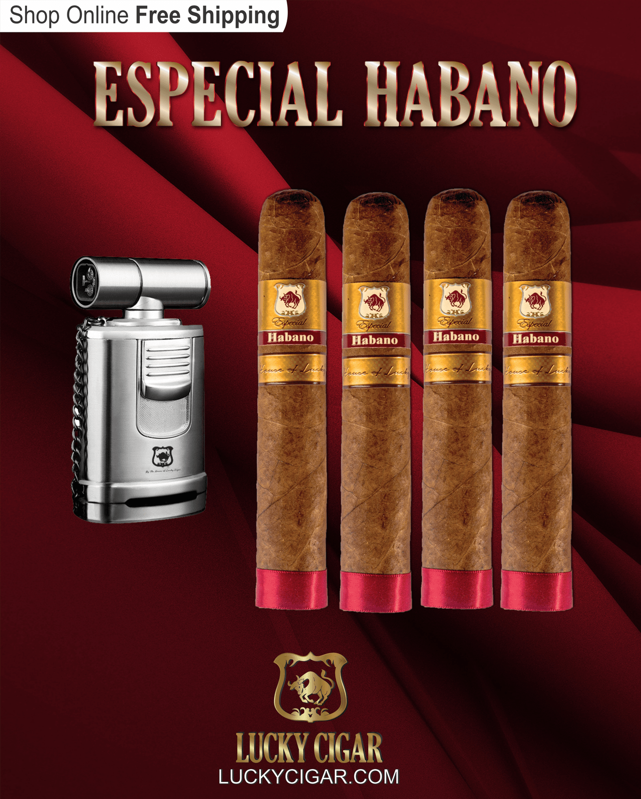 Habano Cigars: Especial Habano by Lucky Cigar: Set of 4 Cigars 2 Toro with Torch