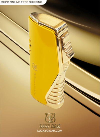Cigar Lifestyle Accessories: Torch Lighter in Yellow/Gold