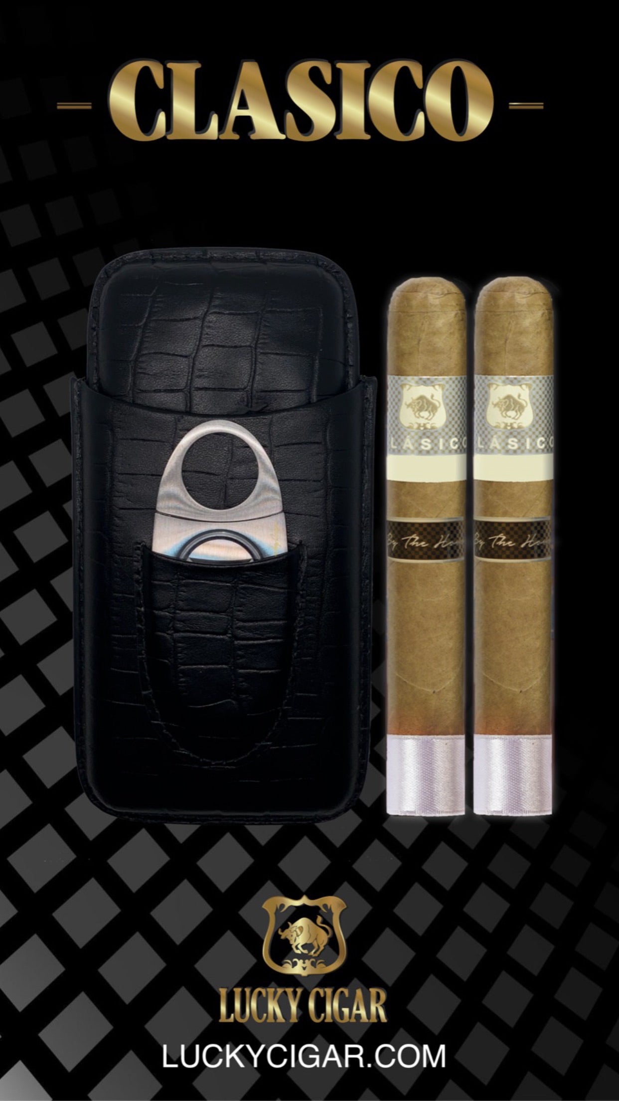 Lucky Cigar Sampler Sets: Set of 2 Cigars, Classico with Cigar Case, Cutter
