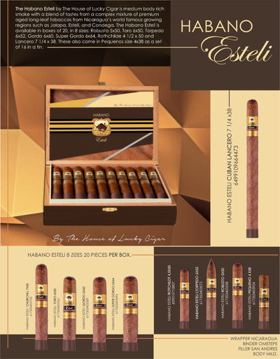 Habano Cigars: Habano Esteli by Lucky Cigar: Lonsdale 5x38 Box of 20