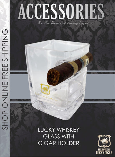 Cigar Lifestyle Accessories: Lucky Cigar whiskey Glass Cigar Rest