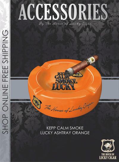 Lucky Ashtrays and Cigar Gift Sets: Ceramic Orange Glossy Ashtray
