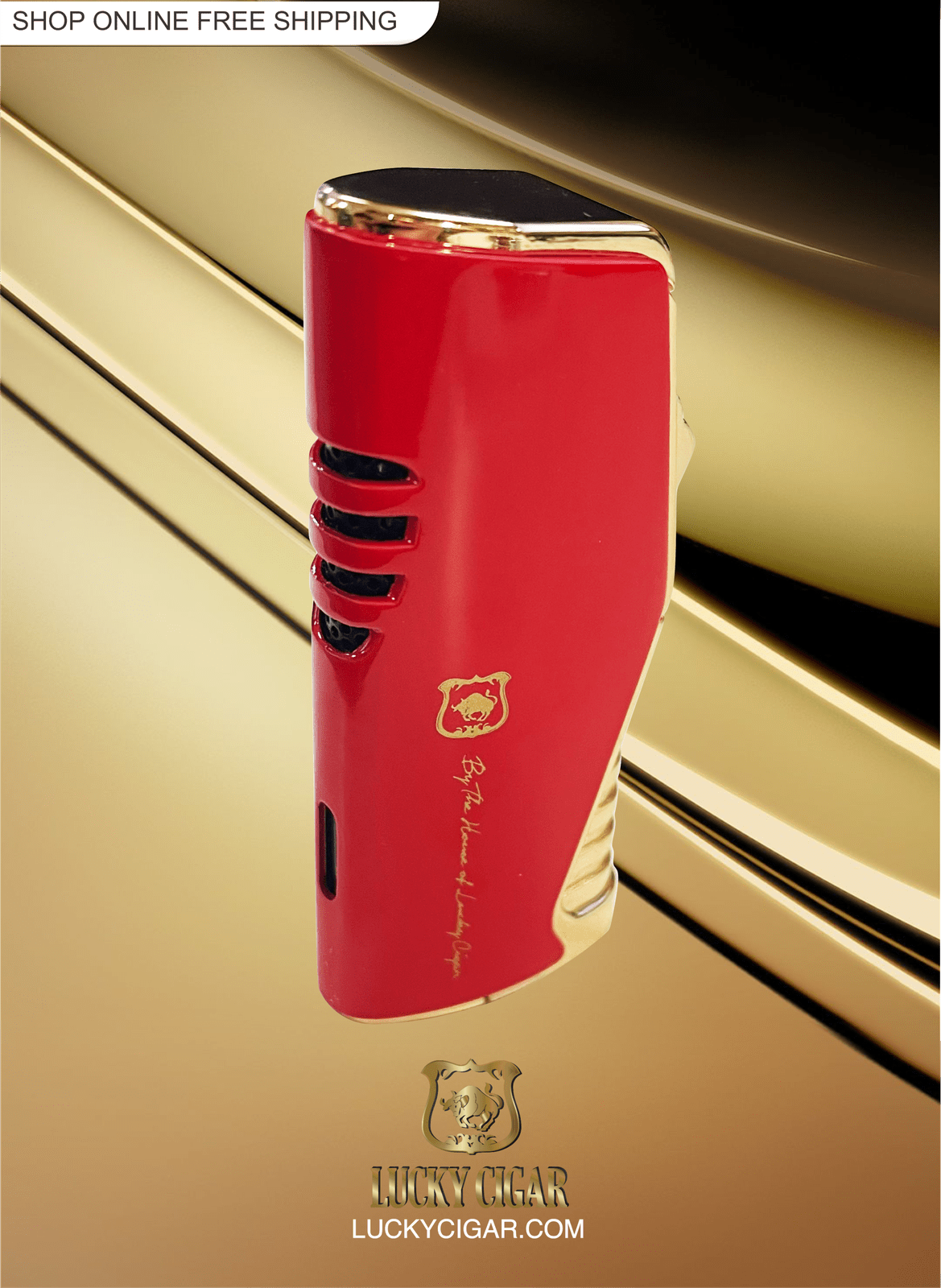 Cigar Lifestyle Accessories: Torch Lighter in Red/Gold