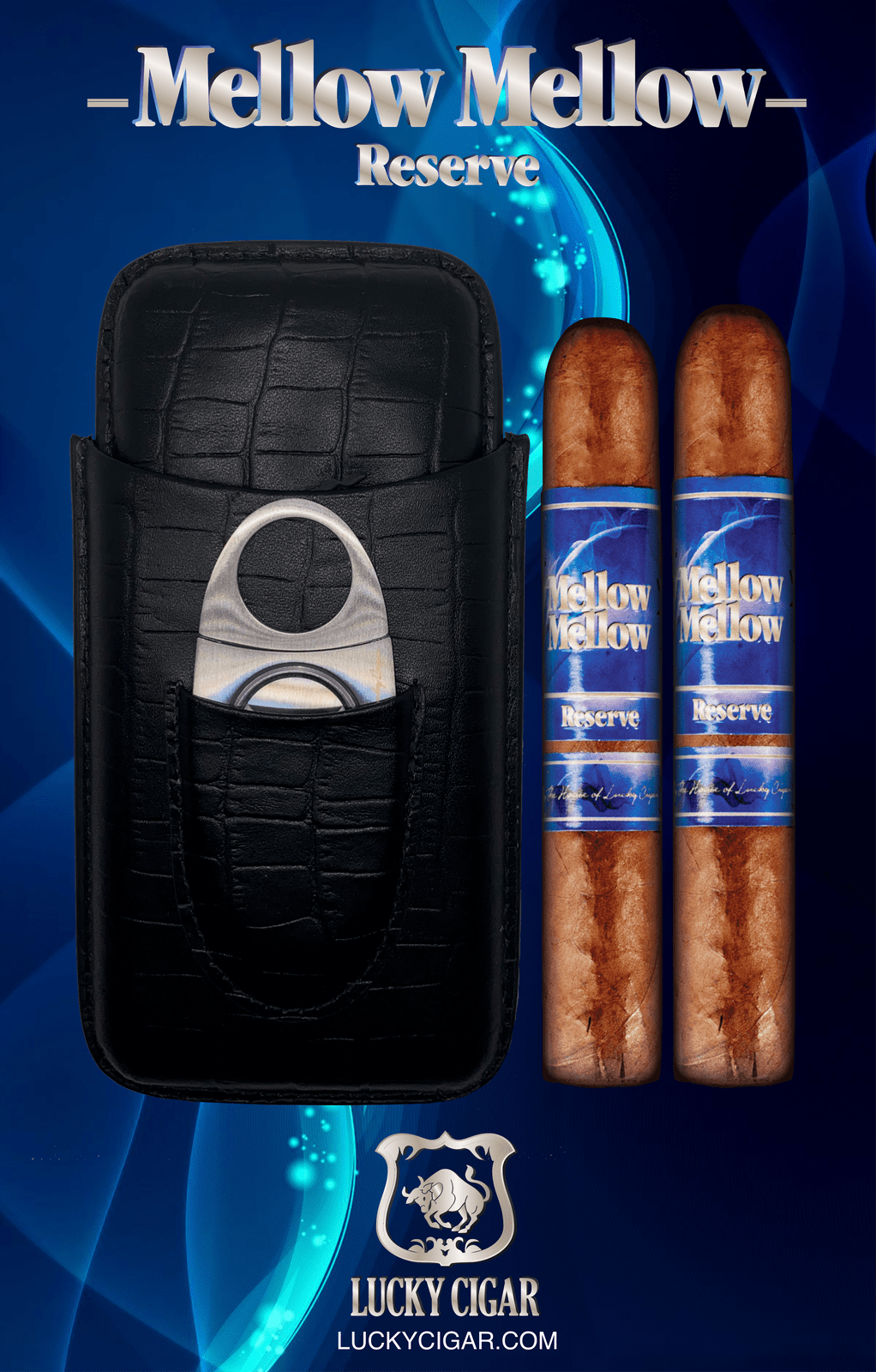 Infused Cigars: Mellow Mellow Reserve 5x54 Cigar Set of 2 with Travel Case, Cutter