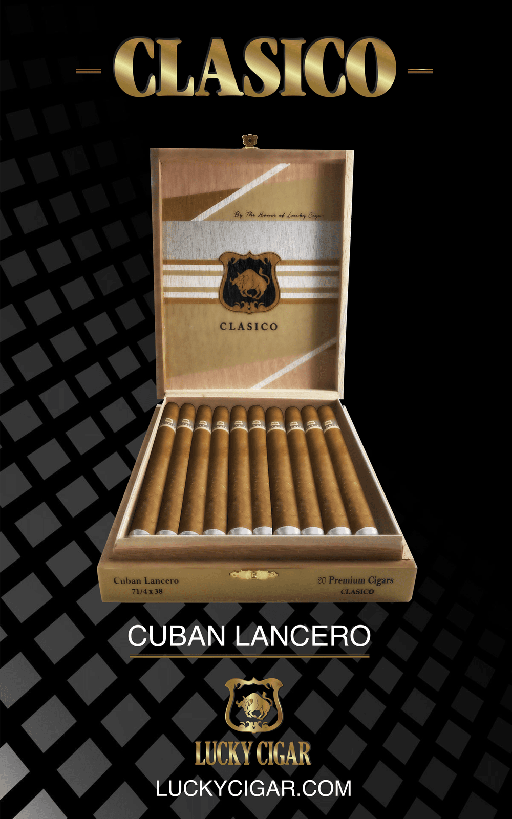 Classic Cigars - Classico by Lucky Cigar: Lancero 7 1/4 x 38 Box of 20