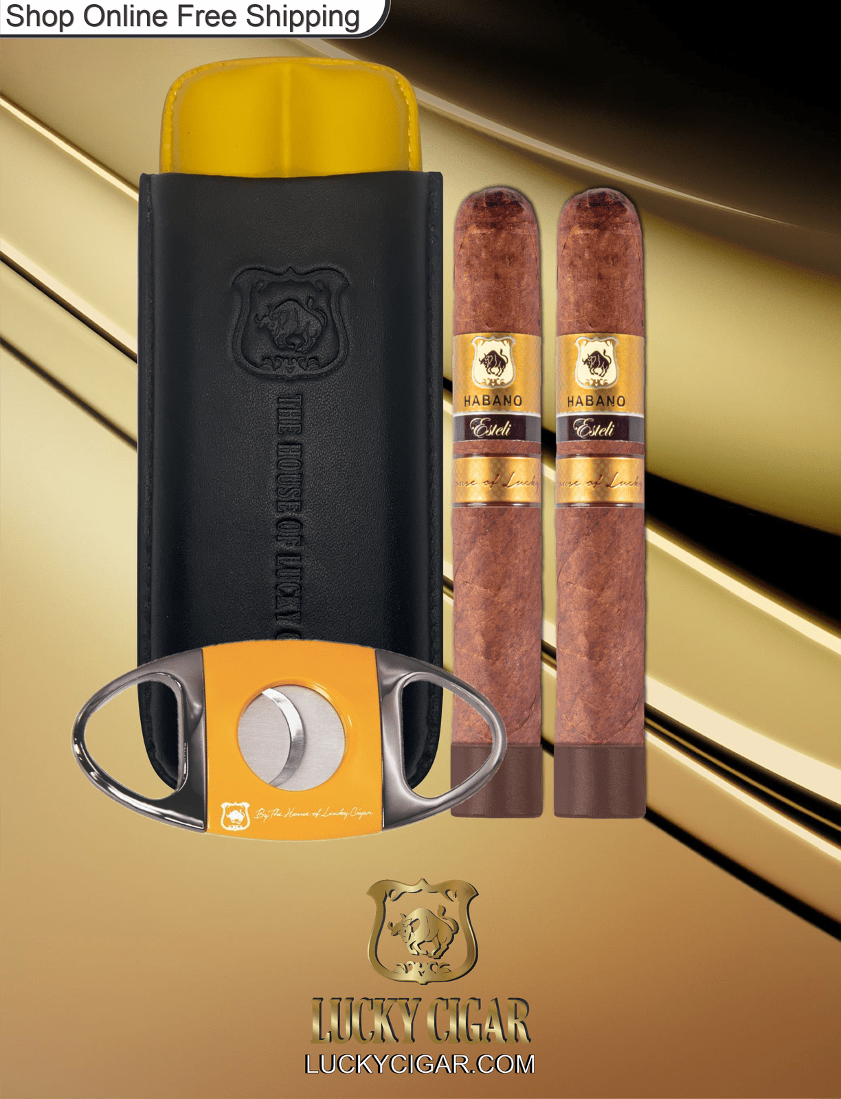 Cigar Lifestyle Accessories: Set of 2 Habano Cigars with Cutter, Travel Humidor