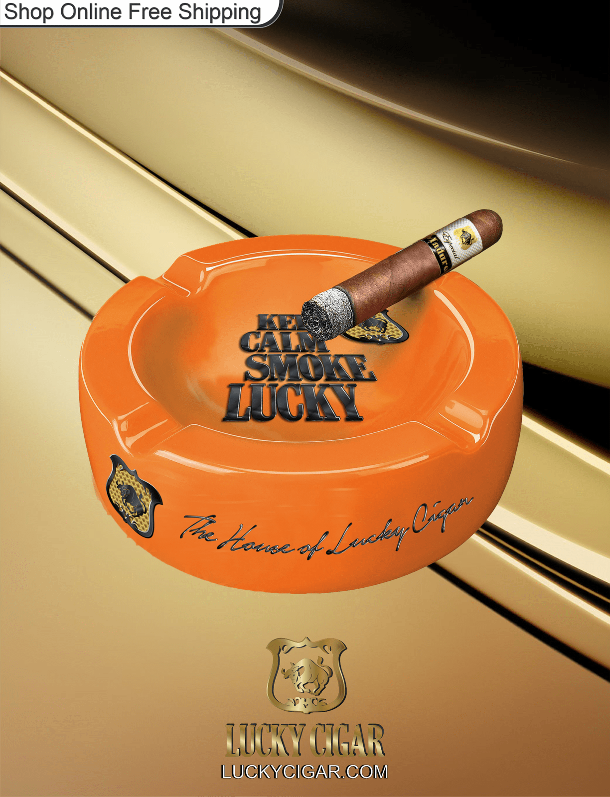 Lucky Cigar Accessories: Lucky Ashtray in Orange