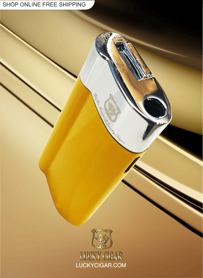 Cigar Lifestyle Accessories: Torch Lighter in Yellow/Silver