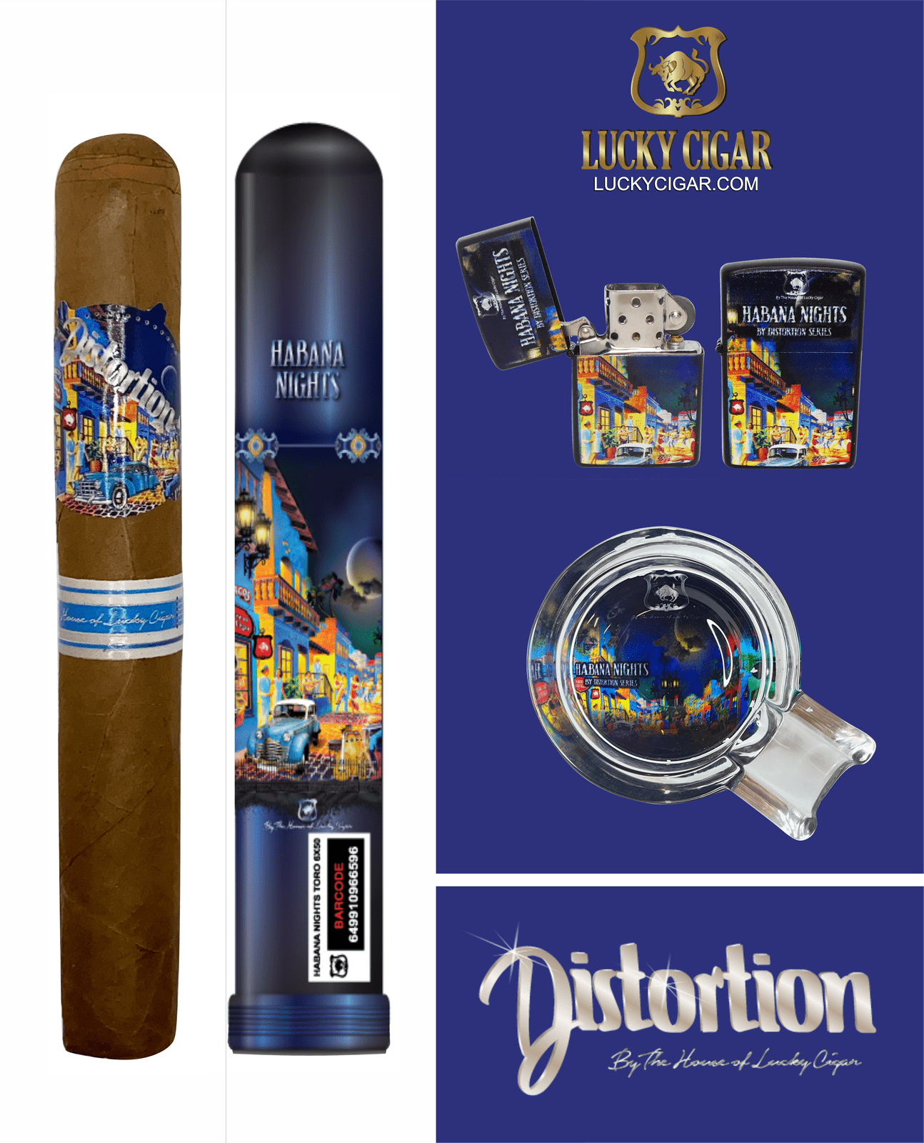 Gift Sets: Limited Edition: Habana Nights Accessories Glass Ashtray, Lighter, Cigar