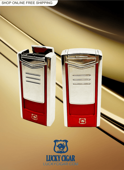 Cigar Lifestyle Accessories: Torch Lighter in Chrome/Red