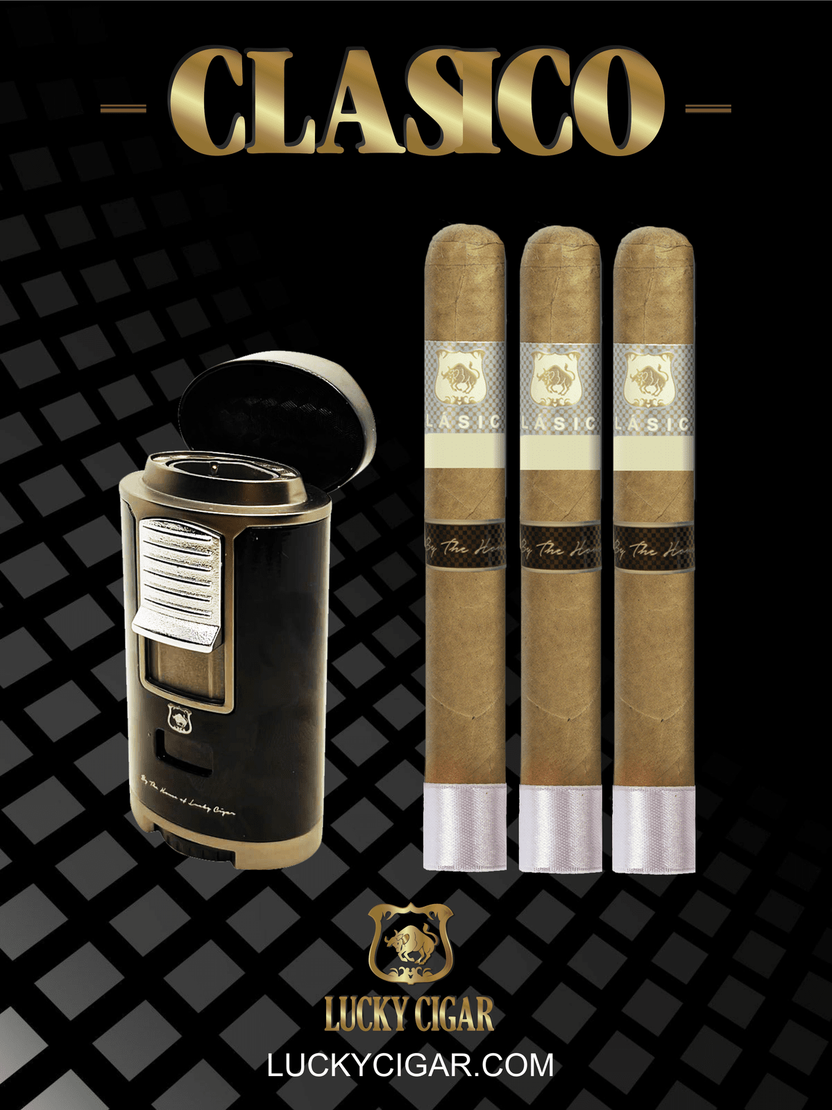 Classic Cigars - Classico by Lucky Cigar: Set of 3 Cigars, 3 Robusto with Lighter