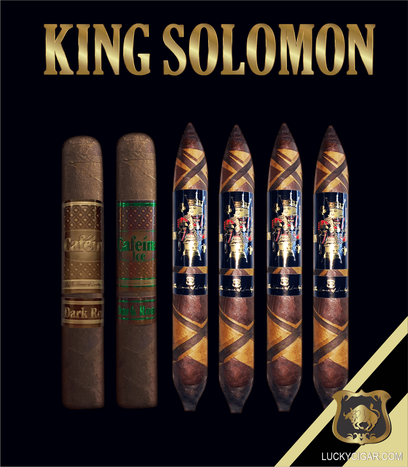 From The King Solomon Series: 4 Solomon 7x60 Cigars, 1 Cafeina Dark 5x58, 1 Cafeina Ice 5x58