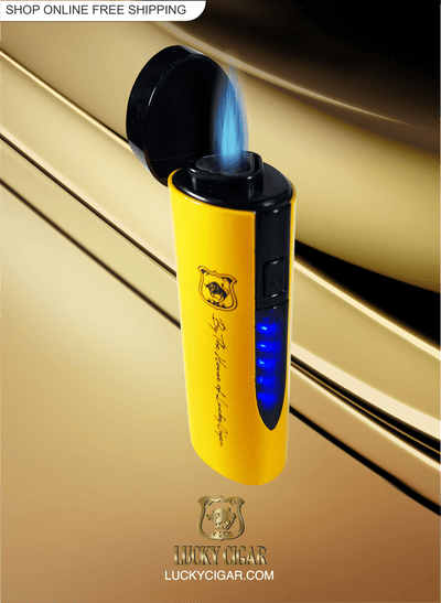 Cigar Lifestyle Accessories: Torch Lighter with Punch in Yellow