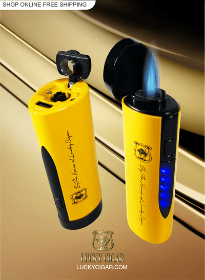 Cigar Lifestyle Accessories: Torch Lighter with Punch in Yellow
