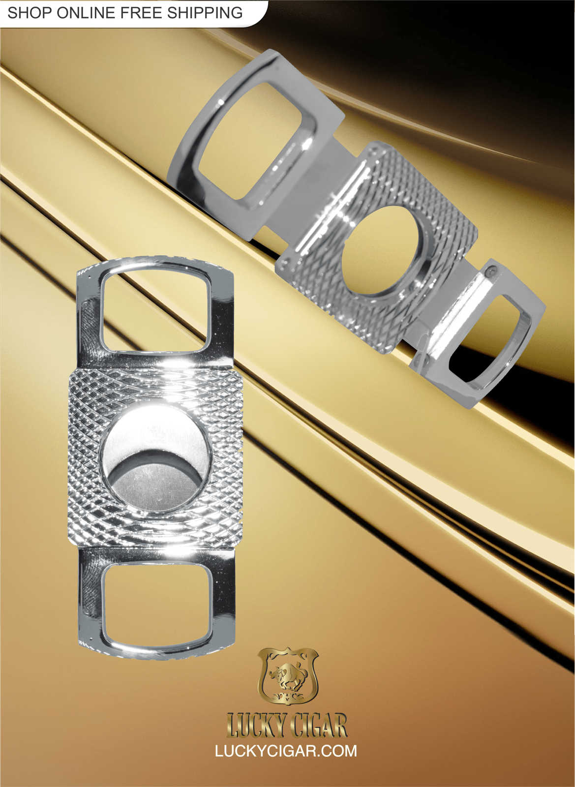 Cigar Lifestyle Accessories: Cigar Cutter in Silver with Snakeskin Pattern