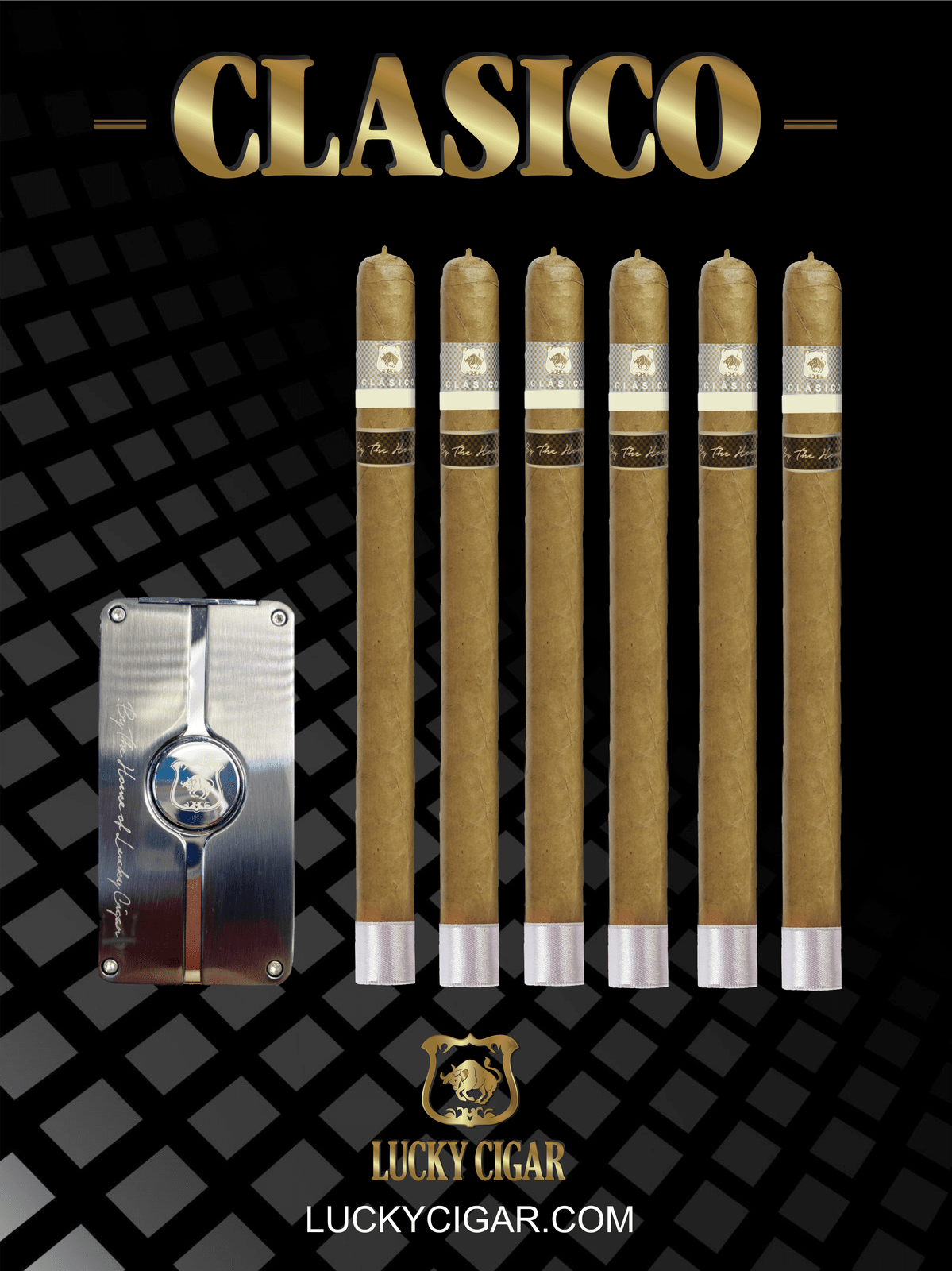 Classic Cigars - Classico by Lucky Cigar: Set of 6 Cigars Lancero with Lighter