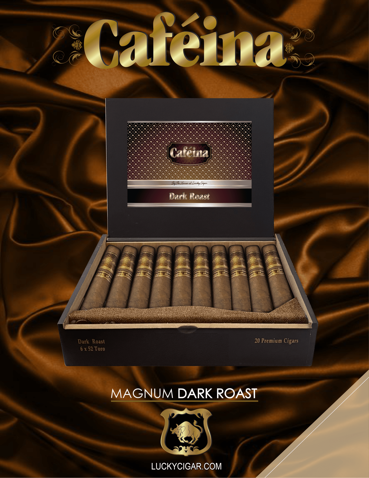 Infused Cigars: Cafeina Dark Roast Box Press Magnum 5x58 Box of 20 Cigars